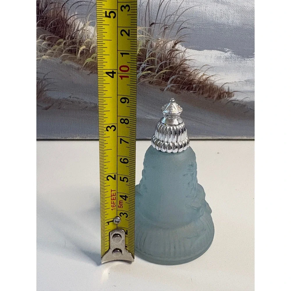 Vintage Avon Joyous Bell Topaze Cologne Frosted Blue Glass Bottle 1 fl oz Silver